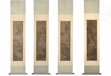 Conjunto de cuatro pinturas chinas 