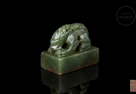 Sello de jade verde espinaca