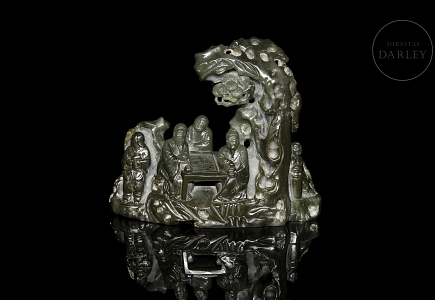 Figura de jade verde espinaca 
