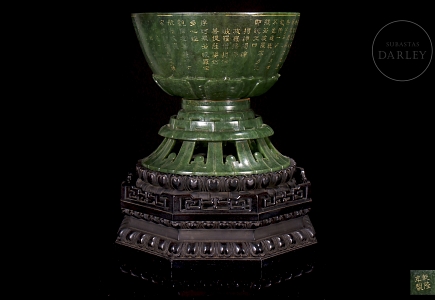 Cuenco ritual de jade verde espinaca