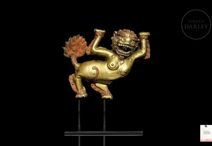 Escultura de cobre dorado policromado 
