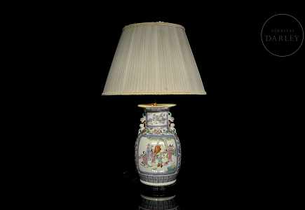 Lámpara jarrón de porcelana 
