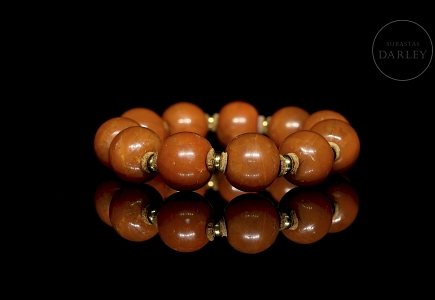 Pulsera de cuentas de ágata Nanhong, dinastía Qing