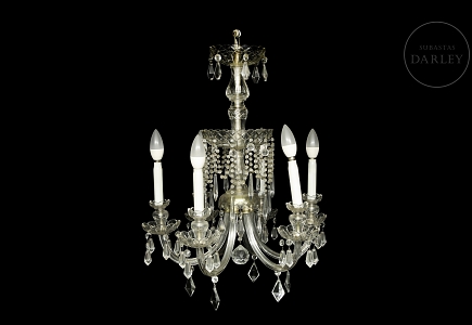 Lampara de techo con cuentas de vidrio, s.XX