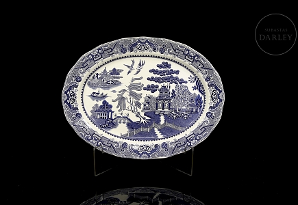 Bandeja oval Willow Pattern, s.XIX