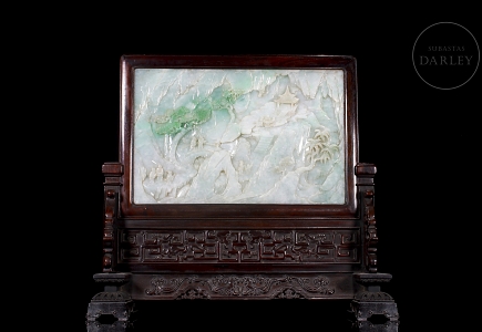 Panel de madera y jadeíta 