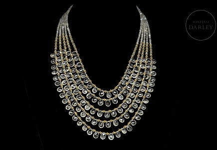 Collar de aguamarina en plata dorada, estilo Victoriano