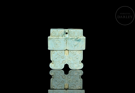 Ornamento de turquesa tallada, dinastía Qing
