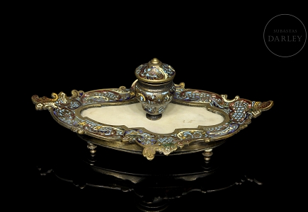 Escribanía cloisonné ovalado, pps. s.XX