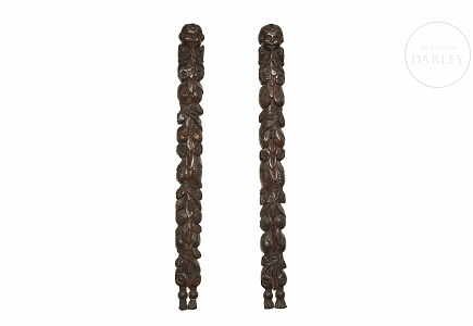 Pareja de tallas de madera balinesas, s.XX