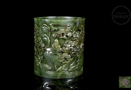 Portapinceles de jade verde espinaca