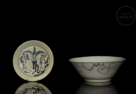 Plato y cuenco de cerámica esmaltada 