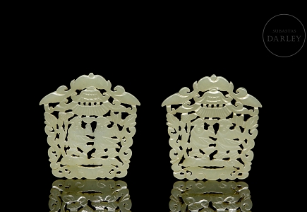 Pareja de placas de jade 