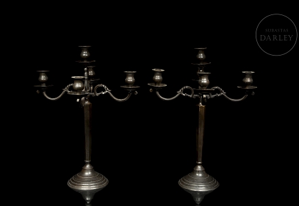 Pareja de candelabros de cinco luces, s.XX