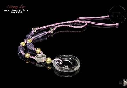 Collar con cuentas de cuarzo y bronce dorado, periodo Reinos Combatientes