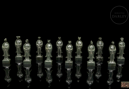 Doce sellos de jade verde espinaca
