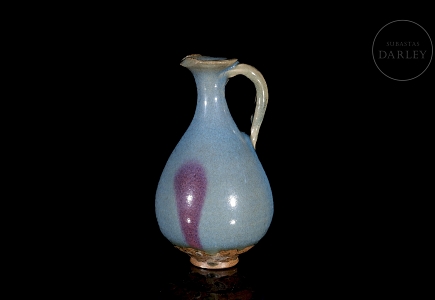 Jarra de cerámica esmaltada, horno Jun, estilo Song