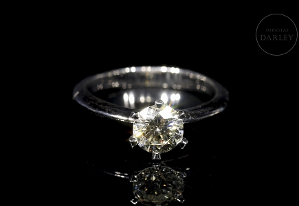 Solitario oro blanco con brillante 1 cts