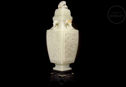 Jarrón de jade blanco de Hetian 