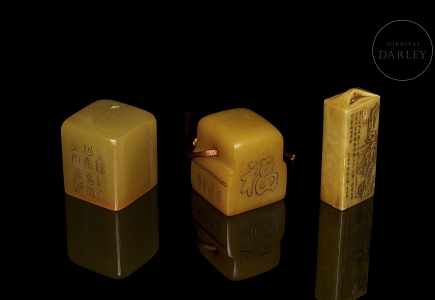 Tres sellos de piedra Shousan, s.XX