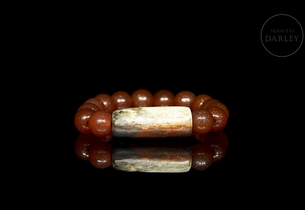 Pulsera de cuentas de ágata y jade, dinastías Liao y Hongshang