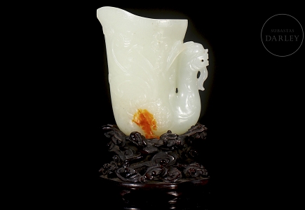 Copa de libiación de jade blanco de Hetian 
