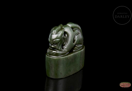 Sello de jade verde espinaca 