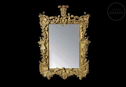 Espejo madera dorada estilo Regencia, s.XIX