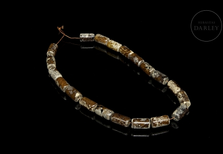 Collar de veinte cuentas de piedra tallada, estilo Han