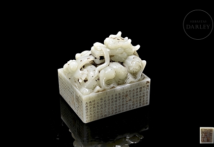 Gran sello de jade blanco