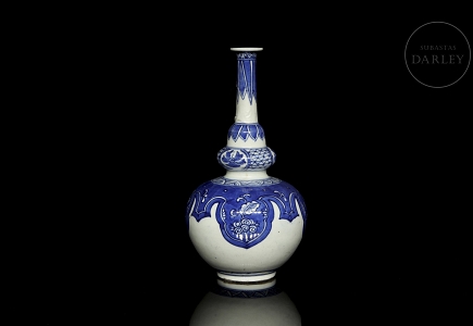 Botella de porcelana azul y blanco 