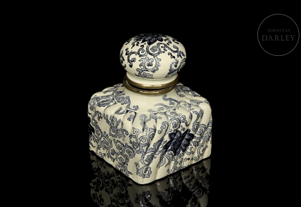Tintero de porcelana esmaltada, s.XIX