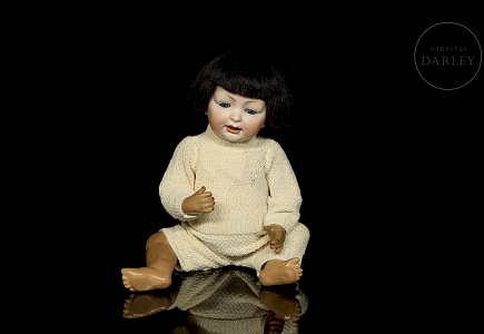 Muñeca de porcelana de tipo Hertel, Schwab & Co., Alemania, c. 1910-1915