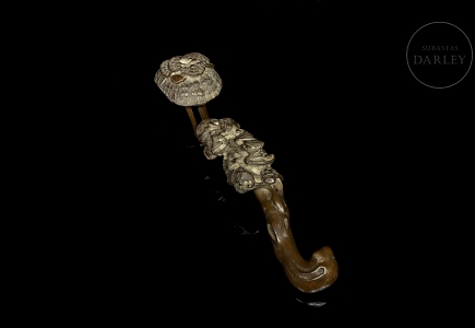 Ruyi de madera “Lingzhi”, dinastía Qing