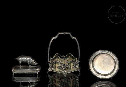 Conjunto de tres objetos de plata, s.XX
