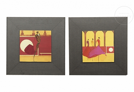 Thierry Ona (1960) Pareja de pinturas 