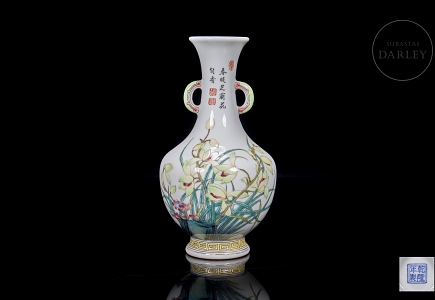 Jarrón de porcelana con esmalte fencai 