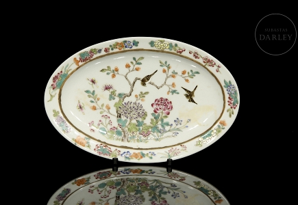 Bandeja de porcelana familia rosa 