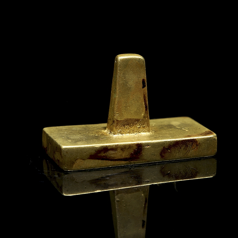 Pequeño sello de bronce dorado, dinastía Qing