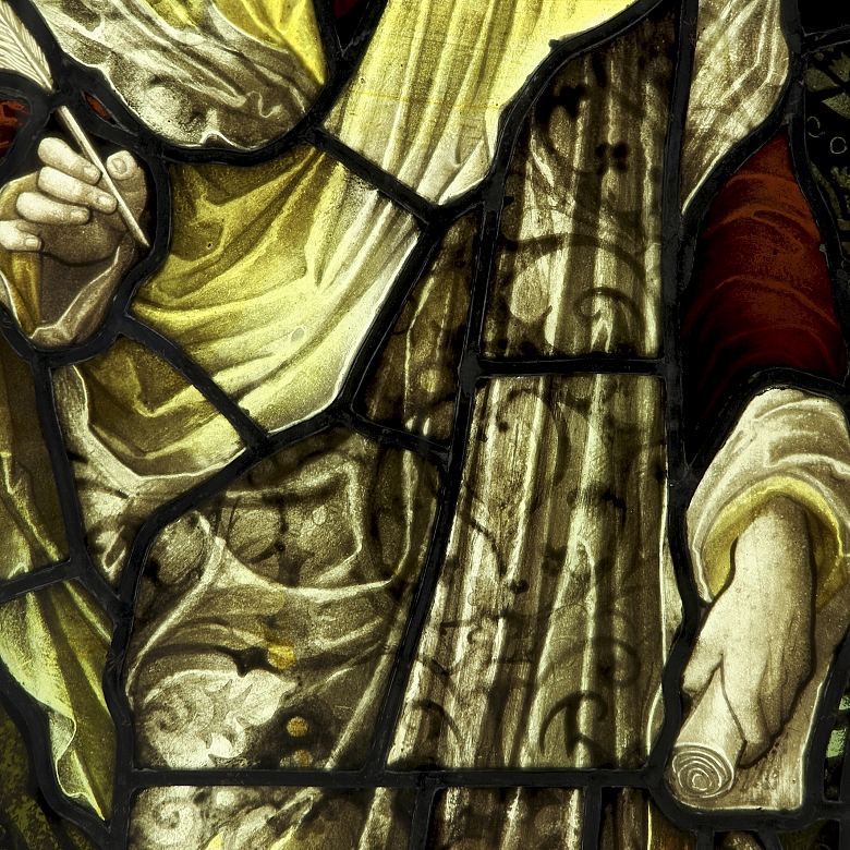 Shrigley and Hunt, leaded glass window ‘Christ with Apostles’, 19th-20th century