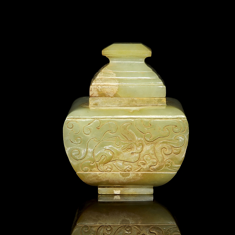 Recipiente con tapa de jade amarillo