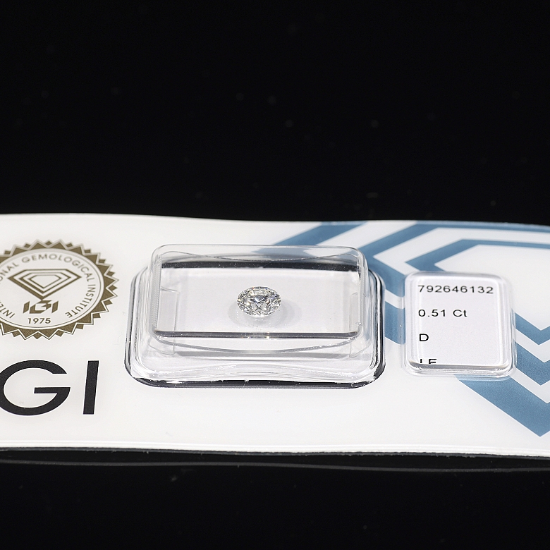 Diamante natural talla brillante, 0.51 ct, certificado IGI