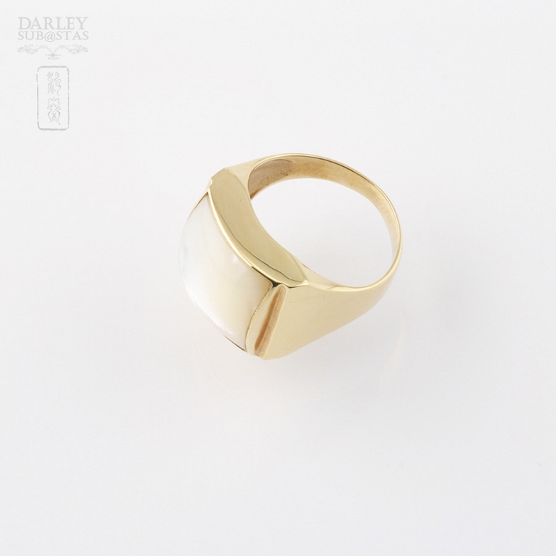 天然珍珠母配18K黄金戒指 - 1