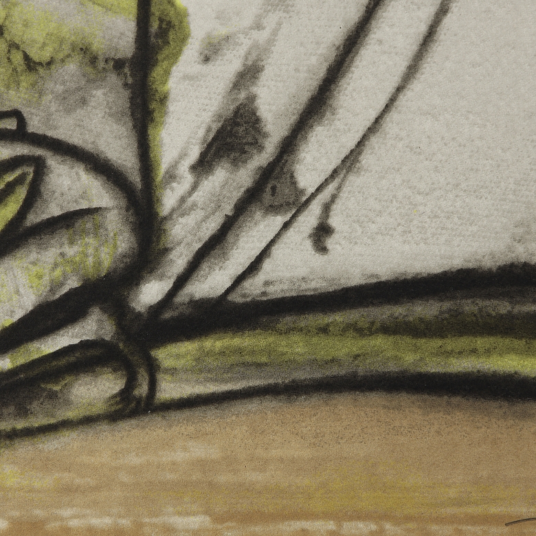 何塞·贝迪亚 José Bedia（1959-）《草地上的圣母》，2004年