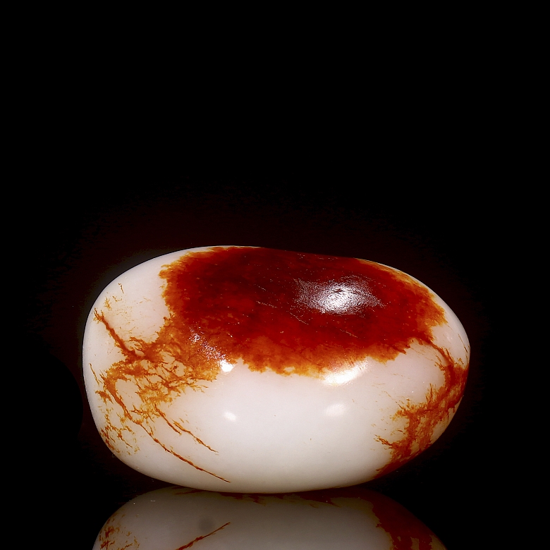 Guijarro de jade blanco de Hetian, dinastía Qing