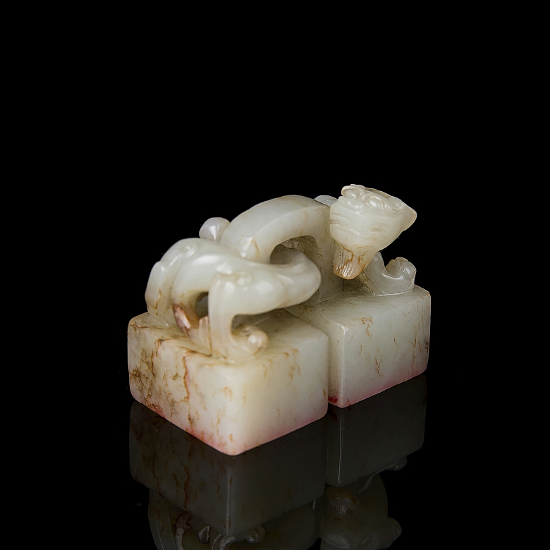 Sello doble de jade de Hetian 