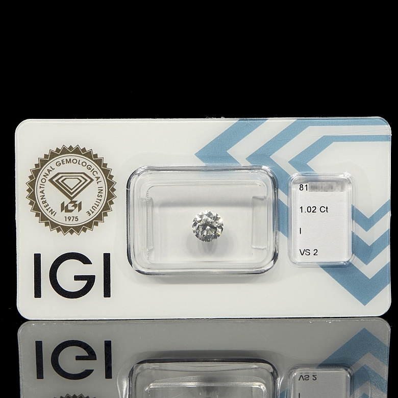 Diamante natural en talla brillante, 1.02 ct, certificado IGI