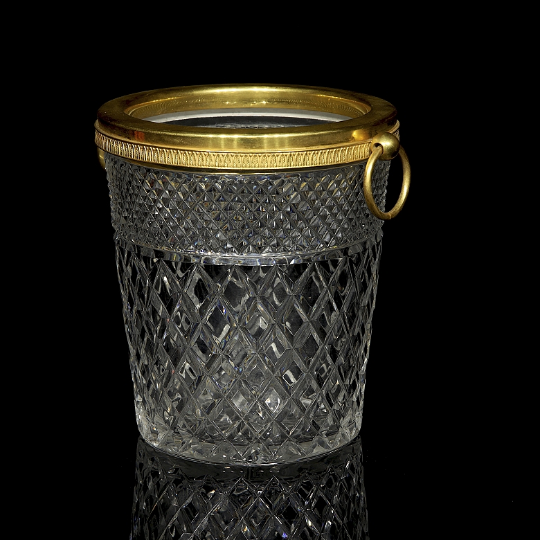 Hielera francesa de cristal tallado, s.XX