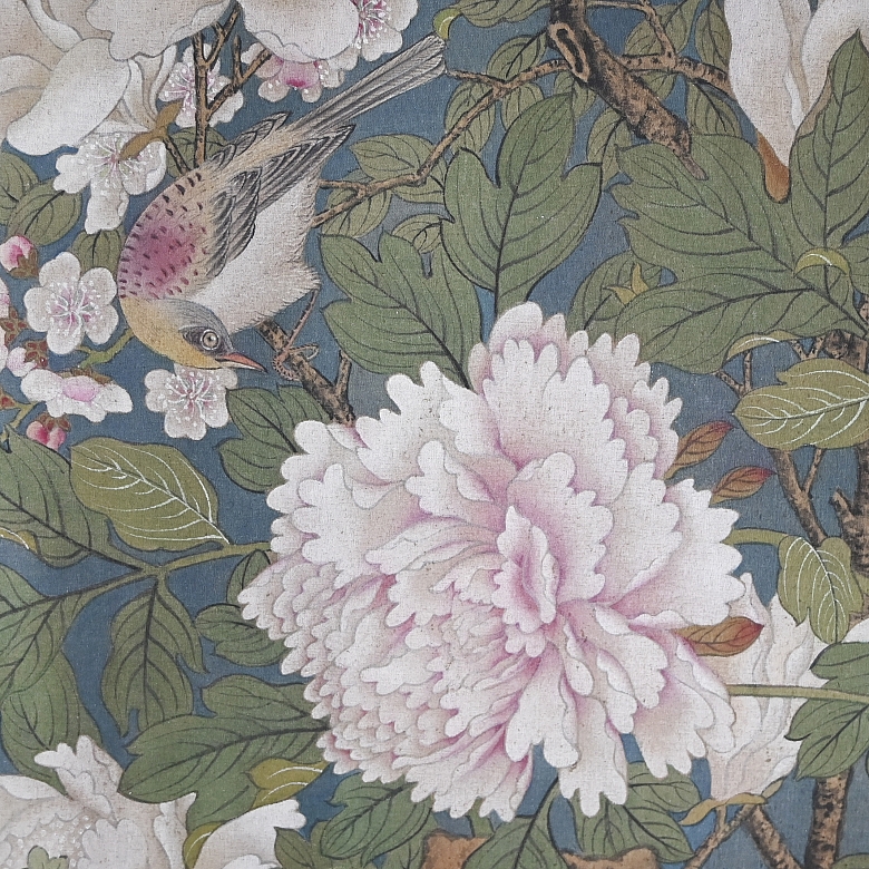 Chinese painting “Flowers and golden pheasant,” signed Jiang Tingxi