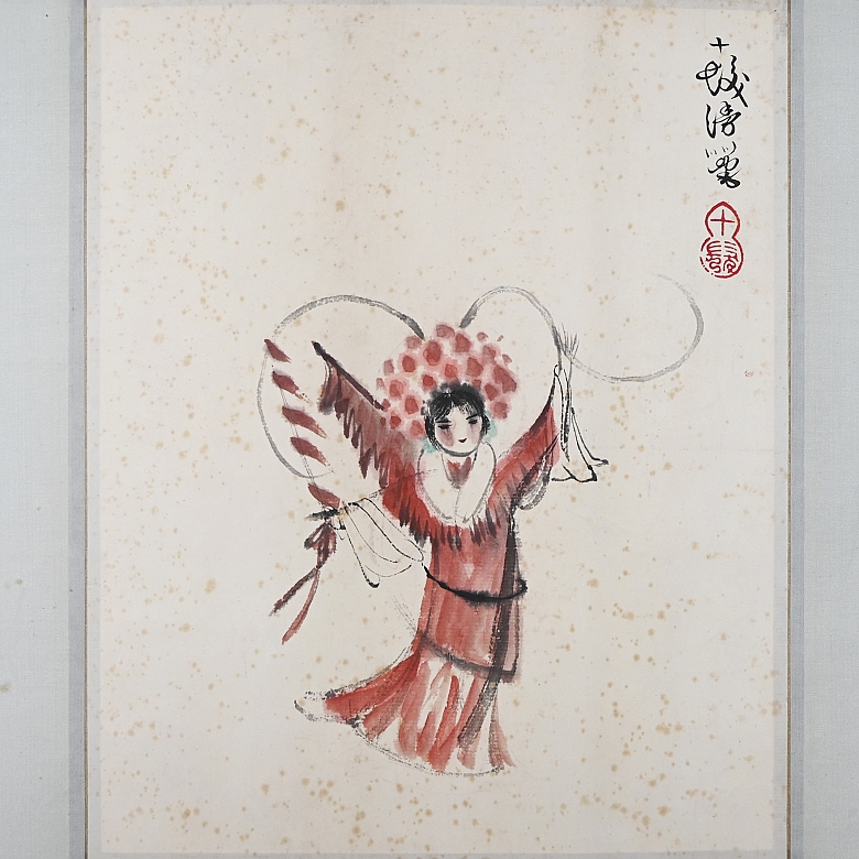 Chinese painting “Opera Figure,” signed Cheng Shifa